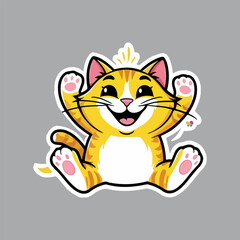 A cheerful little cat spreading joy with its paws raised high, ready to brighten your day with happiness 






