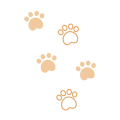 Animal paw footprint shape pattern. Footstep silhouette. Flat decorative vector design isolated illustration.