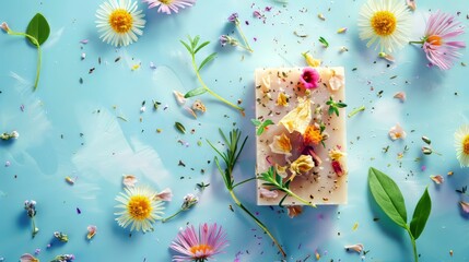 A collection of homemade soap bars with natural ingredients