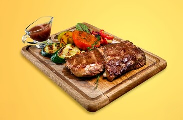 Tasty fresh hot meat steak