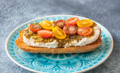 Burrata tomato bruschetta