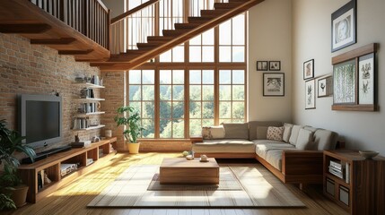 country home interior design of modern living room. 