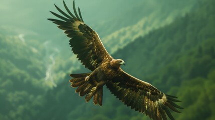 Fototapeta premium An eagle soaring majestically in the sky. Freedom concept