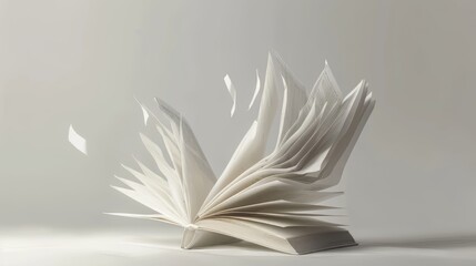 An open book with pages fluttering in the wind. Freedom concept