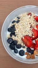 Desayuno Yogur Kefir con Frutas y Avena. Sin gluten.