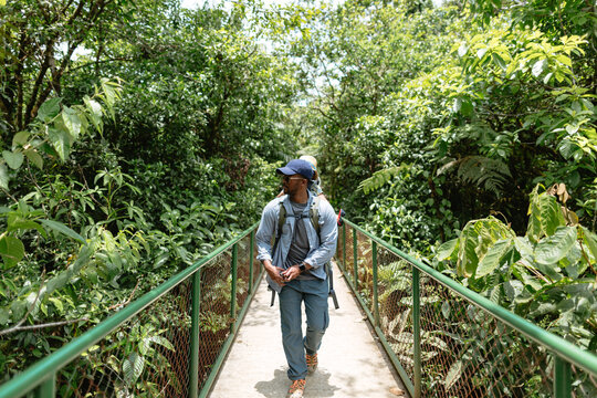 Father and Son Hiking in Costa Rican Jungle