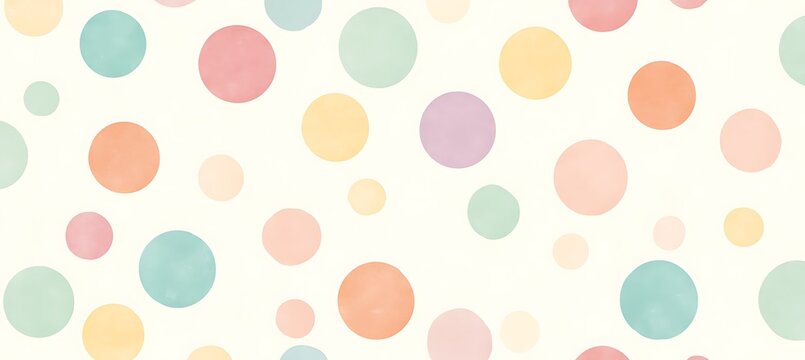 A playful polka dot pattern in pastel colors with a large area for text
