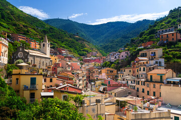 Altstadt von Riomaggiore in den Cinque Terre, Ligurien, Italien