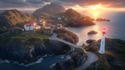 lighthouse at sunset