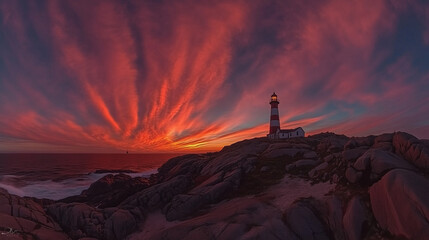lighthouse at sunset
