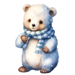Cute Bear Watercolor Illustration PNG, Transparent Background, Clipart	
