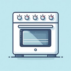 Fototapeta premium A flat illustration vector image of an electric oven with a door and control knobs, placed on a solid white background.
