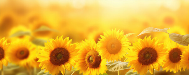 Obraz premium Yellow sunflower against sunflowers background.