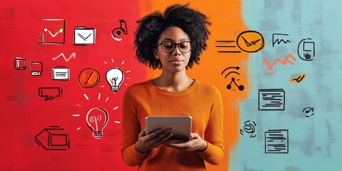 An Illustration of a person interacting with marketing technology	
