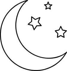 Minimalist Moon and Stars Line Art Illustration