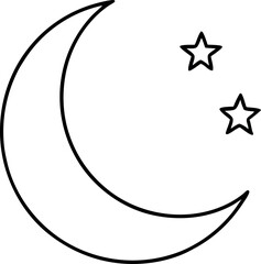 Minimalist Moon And Stars Line Art Illustration