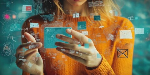 An Illustration of a person interacting with marketing technology	
