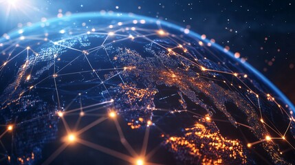 Visual of a digital globe with economic policies mapped out, each country highlighted based on policy type, concept of global economic diversity