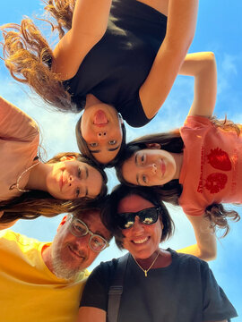 Happy POV Family Group Photo Outdoors