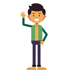 Cartoon Style Person Showing Wait Sign with Hand, Vector Illustration, Simple Character Design, Gesture Communication, Ideal for Websites,  and Instructional Materials, Isolated on White Background