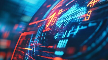 Abstract image of a digital clock with economic policy symbols, concept of timing in economic strategy