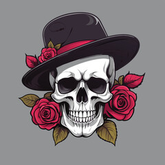 Vibrant Skull with Hat - Colorful Vector Illustration Design