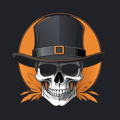 Vibrant Skull with Hat - Colorful Vector Illustration Design
