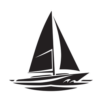 recommend clip art: Trimaran Silhouette Vectors - Nautical Boat Illustration for Design Projects