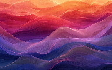 A radiant flow of fabric in a spectrum from warm orange to cool violet, embodying fluidity and a bright textile ambiance.