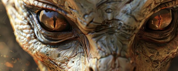Close-up of a detailed, realistic dragon eye with intricate scales. Perfect for fantasy, sci-fi, and mythical creature themes.