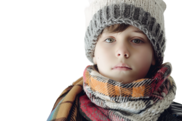 Boy feeling cold and trying to stay warm