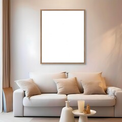 Blank white canvas in frame for mockups, posters and art illustrations, to display your artwork