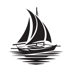 Trimaran Silhouette Vectors - Nautical Boat Illustration for Design Projects