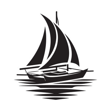 recommend clip art: Trimaran Silhouette Vectors - Nautical Boat Illustration for Design Projects