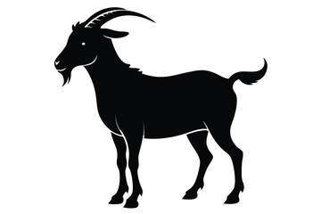 black goat silhouette  white background D.eps