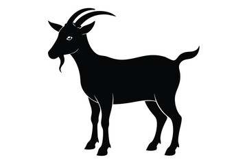 black goat silhouette  white background F.eps