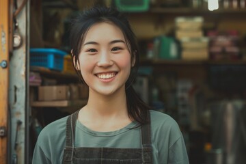 Portrait of a smiling young Asian woman small business owner