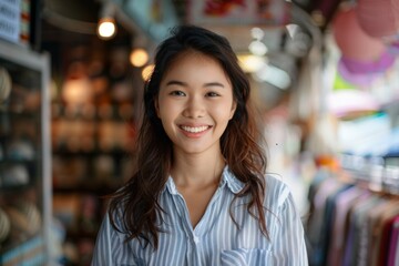 Portrait of a smiling young Asian woman small business owner