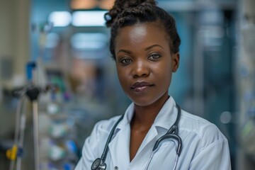 Portrait of a young African American female doctor