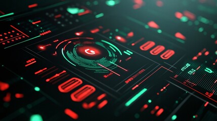 Risk analysis, red and green indicators on a digital dashboard, 3D illustration