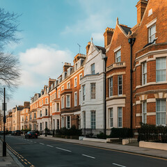 Naklejka premium A luxurious row of Edwardian, Victorian and Georgian houses and other buildings