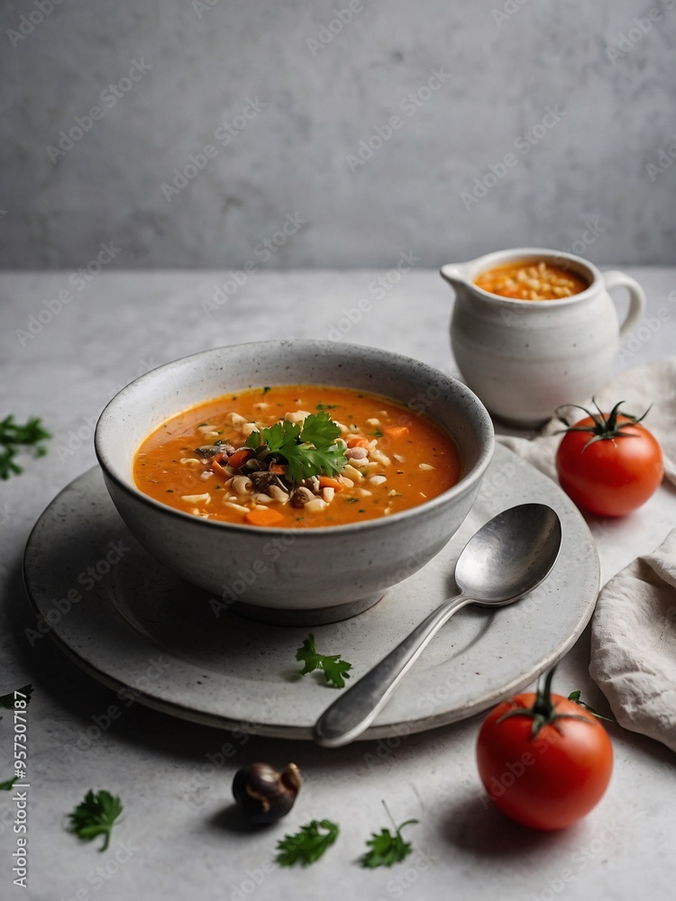 Sticker Soup on White Plate