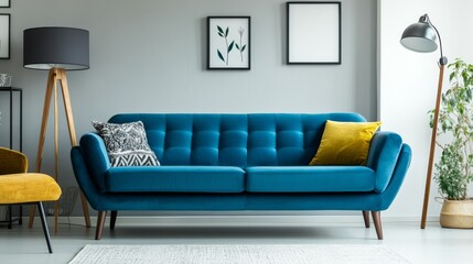 Modern Blue Sofa in Stylish Living Room