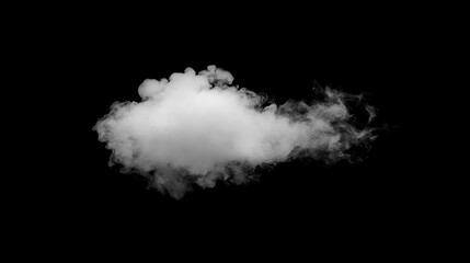 Isolated White Cloud on Black Background