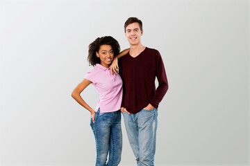 Educational Cheerful Students Standing and posing