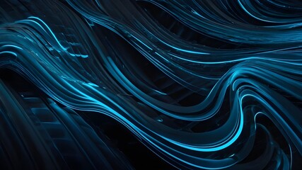 Wave Background with Elegant Blue Neon Wave Effect, Premium Design for Wallpaper, Banner, Poster"