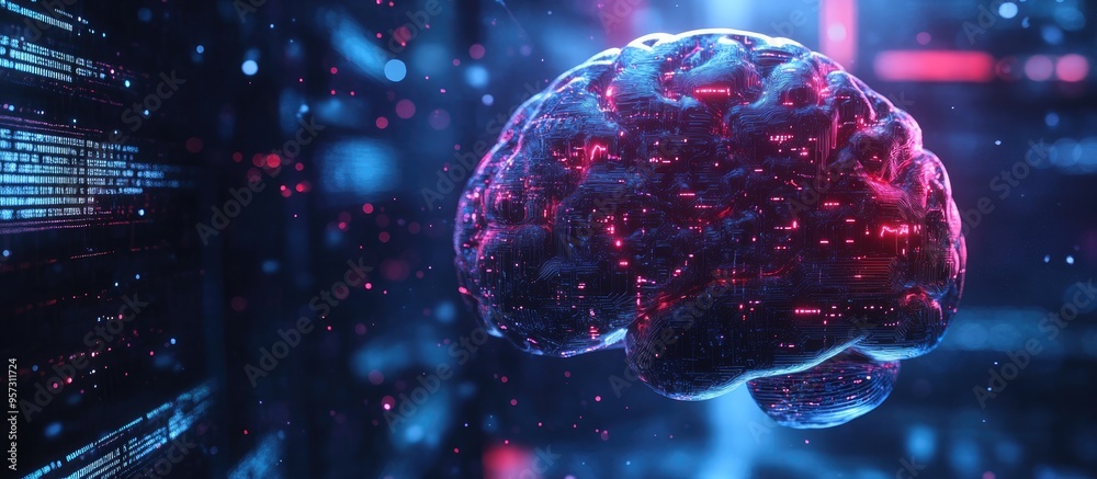 Poster 2d illustration representing a thoughtful concept with an abstract brain design showcasing the theme