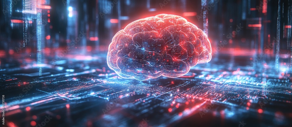 Poster 2d illustration representing a thoughtful concept with an abstract brain design showcasing the theme