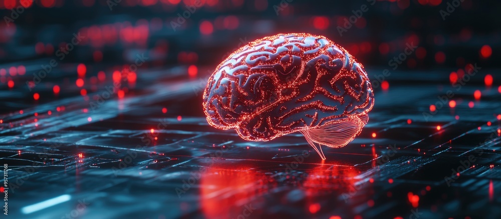 Poster 2d illustration representing a thoughtful concept with an abstract brain design showcasing the theme