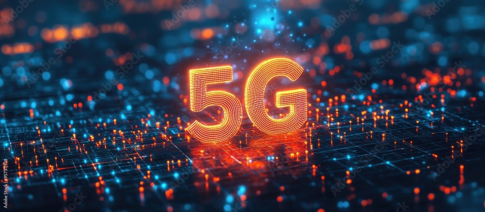 Poster 2d rendering of a 5g network connection